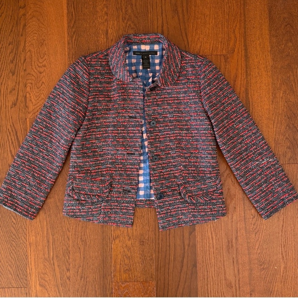 Marc By Marc Jacobs Red and Blue Tweed Blazer